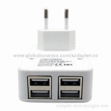 5V/3.1A 4 USB charger for iPad with US/EU plug